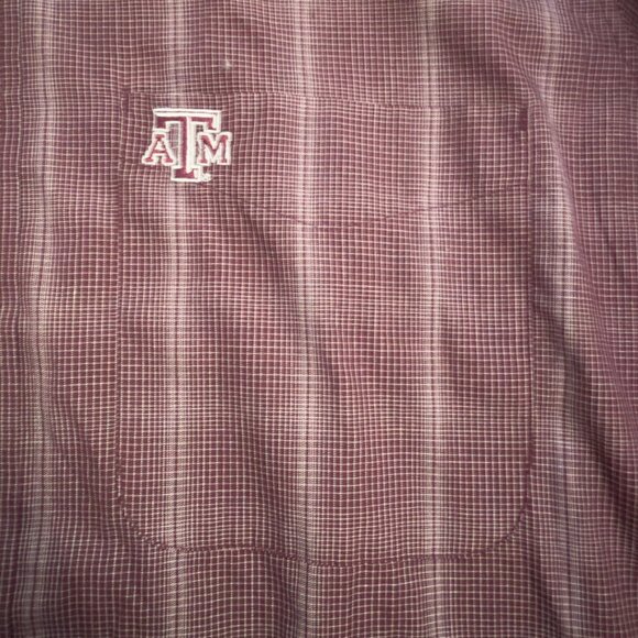 Antigua Texas A&M Maroon Check Long Sleeve Button-Up Shirt – Men's Medium - Picture 9 of 14
